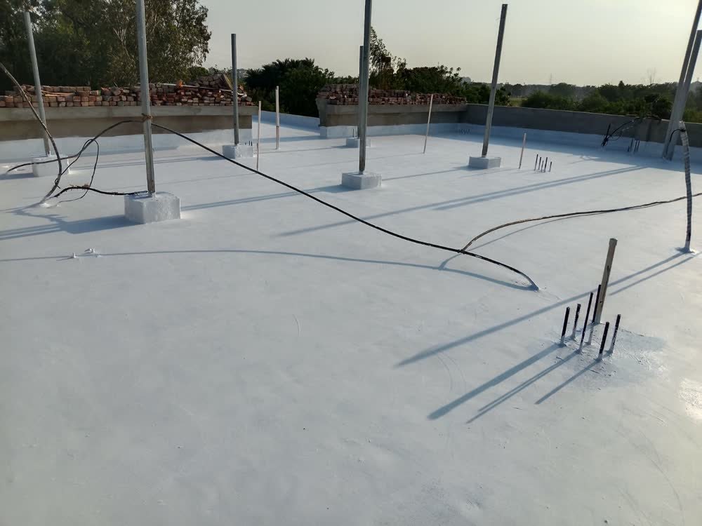Terrace flood ponding test verifying 100 percent leak proof seal after waterproofing in Mohali