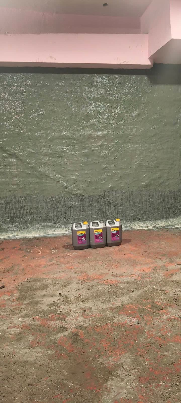 Real basement retaining wall waterproofing with Dr. Fixit chemical cans by Sarfaraz Ahmad in Chandigarh